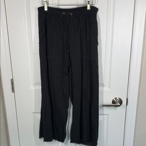 XCVI Wearables black cotton wide leg crop boho pants size small